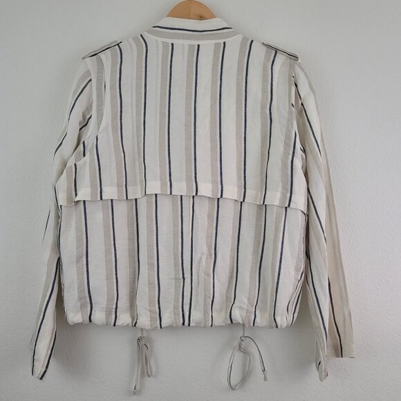 Rails Coco Stripe Linen Utility Military Jacket Womens Sz S Minimalist Layering - Picture 15 of 16